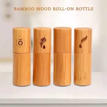 1 tk 5ml Uus Bambusest Puit Pudel Parfüümi Tühi Õli Pudel, Roostevabast Rulli Sisse Palli Parfüümi Aroomiteraapia Pudel Õli Rull Pudel