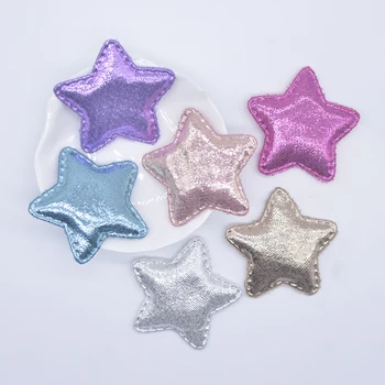 12tk 48mm Polsterdatud Glitter Riie Star Appliques DIY Riided Plaastrid Käsitsi valmistatud Peakatted Juuste Klambrid Vibu Decor Tarvikud