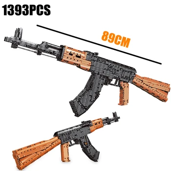 1393PCS Tehnilised Relvi Relv AK47 Suur Mudel, Hoone Plokid, Tellised PUBG Sõjaline Relv-SWAT Mänguasjad Lastele