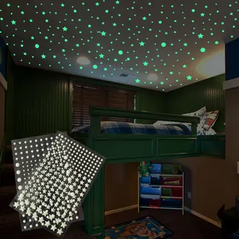 202 Tk/Komplekt 3D Mull Helendav Tähed Dots Seina Kleebised Kids Room Magamistoaga Kodu Kaunistamiseks Kleebised Kuma Pimedas DIY Tapeet