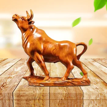 20CM Ebony/Dalbergia Puidu Nikerdamiseks Bull Ornament täispuidust Zodiac Sõnn Kuju Kodu Kaunistamiseks Käsitöö Loomade Figuriin Knick-Knacks