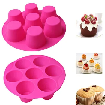 7 Süvend Ring Muffin Cup Silikoon Hallituse Kook Hallituse Muffin Cup Silikoon Bakeware Baking Pan Sahtel Hallituse Muffin Cupcake Hallituse