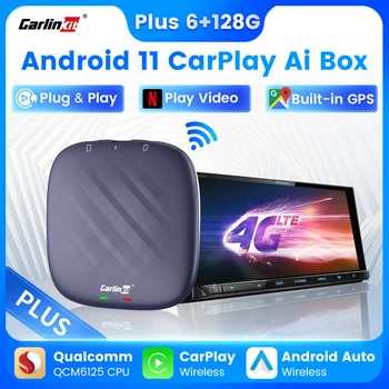 Android 11 PLUSS CarlinKit CarPlay Netflix Ai Kasti Traadita Android Auto CarPlay QCM6125 8-Südamikud 4G+64G 6G+128G YouTube IPTV