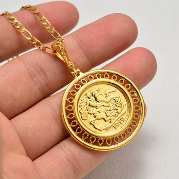 Annayoyo 24K Ühendkuningriigi George V mündid Kaelakee ripats Mees Naiste Briti mälestus märk pulm ehted kingitus