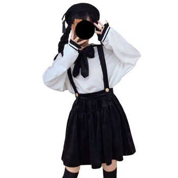 Gooti Must Samet Uisutaja Plisseeritud Seelik Naiste Harajuku Kawaii Vintage Jaapani Magus Naine Cosplay Joon Mini Suspender Seelikud