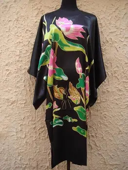 Hot Müük Must Hiina Naiste Silk Rayon Rüü Vann Kleit Yukata Nightgowns Üks Suurus Tasuta Kohaletoimetamine S5001