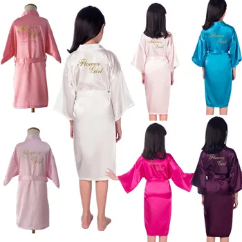 Hulgi-Link lilleneiu Kleit Gold Glitter Laste Satiin Siidist Kimono (Solid Color Kids Sleepwear Pulm Spa Pool