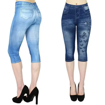 Jean-nagu Naine Casual Sexy Liblikas Trükitud lühikesed Püksid Naiste Denim Skinny Püksid Streetwear Suvel Kõrge vöökoht Elastne lühikesed Püksid