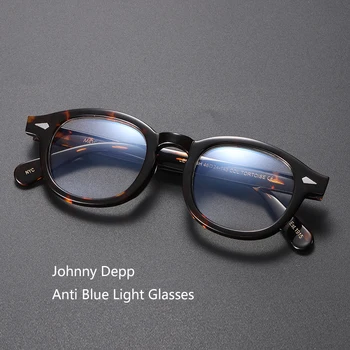 Johnny Depp Anti Sinine Valgus Prillid Meestele Arvuti Kaitseprillid Naistele Atsetaat Prillidega Raami Brändi Disaini Vintage Mobiiltelefoni Prillid