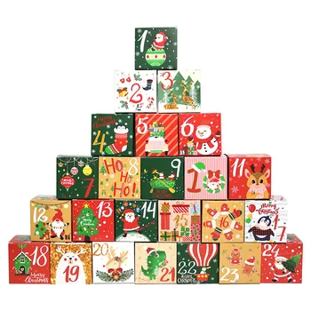 Jõulud Advent Calendar Kastid 24 Jõulud Kingitus Kommid Cookie Kasti Jõupaber Candy Kastid Lustlik Jõulupidu Xmas Decor 2023