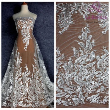 La Belleza 1 hoovis 2019 pulm kleit uus desinge valge rayon selge litrid võre tikand, pits kangas