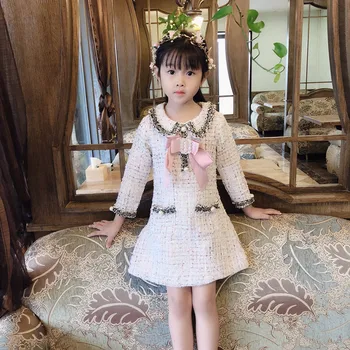 Lapsed Tüdrukud Printsess Kleit 2020. Aasta Uus Kevad-Pikad Varrukad Peter Pan Krae Vööri Pool Kleit Lapsed Elegantne Kleit 2-7Yrs Varustus