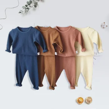 Laste Soonilised Paigaldatud Pidžaama Lapsed teise lapse Poisid Tüdrukud PJS Puuvillane Top ja Püksid Komplekti Riided Riided Sleepwear Nightwear