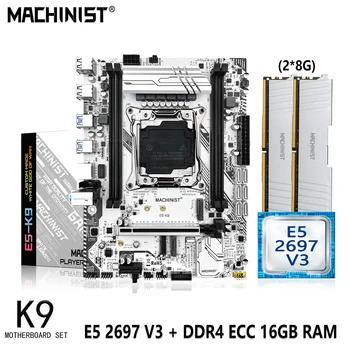 MASINIST E5 K9 Emaplaadi Komplekt Koos Xeon E5 2697 V3 PROTSESSOR, 16 GB(2*8G) DDR4 ECC RAM-LGA-2011-3 Set NVME M. 2 SATA 3.0
