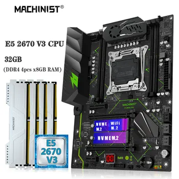 MASINIST MR9A PRO Emaplaadi Combo LGA-2011-3 Xeon E5 2670 V3 CPU kit DDR4 4tk*8G=32G 2133MHz RAM NVME M. 2 WiFi Neli Channel