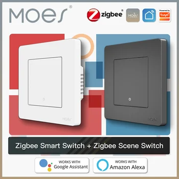 MOES Smart Light Switch Tuya ZigBee Star Rõngas, Seeria Nr Neutraalne Traat Nr Kondensaator Vaja Smart Elu Töötab Alexa Google Kodu