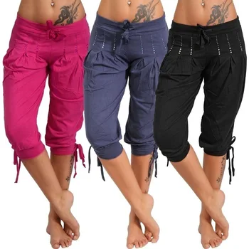 Naised, Daamid Pliiats Püksid Suvel Naiste Keskel Tõuseb Taskud Capri Püksid Kärbitud Püksid 3/4 Püksid Suurus Naiste Capris 2022