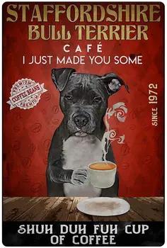 Naljakas Koer Tina Märk, Staffordshire Bull Terjer, Kohvi Plakat, Kohvik Art Seina Kaunistamiseks
