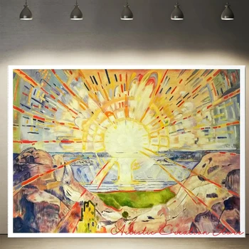 Päikese Edvard Munch Ekspressionismi Fine Art Printimine Lõuendile Maali Plakatid Kaasaegne elutuba Office Seina Art Home Decor