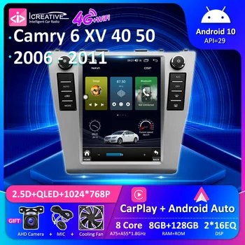 QLED Android 10.0 Toyota Camry 6 XV40 XV50 2006 - 2011 CarPlay Auto Tesla Auto Raadio Multimeedia Mängija, Stereo HU Nr 2din DVD
