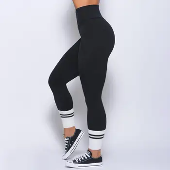 Qickitout Hot müük Naiste Must Print Kõrge Vöökoht Säärised Kasutada Fitness Säärised Push Up Treening Naiste Püksid