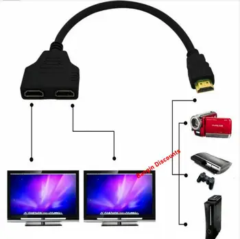 RYRA HDMI-ühilduvate Splitter 1 Sisend Meeste ja 2 Väljund Naine Port Kaabel Adapter Converter 1080P Multi Ekraan Ekraani Kaabel