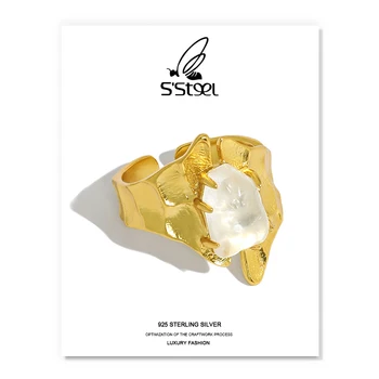S'STEEL Crystal Rõngad Kingitus Naistele Sterling Hõbe 925 Luksus Minimalistlik Kuld Irregualr Opne Ringi Joyeria Fina Para Ehted