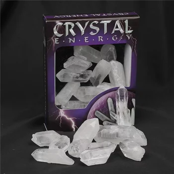 Saabus Uus Natural Raw Töötlemata Selge Kvarts Punkte Crystal Kivi Set Box Paranemiseks