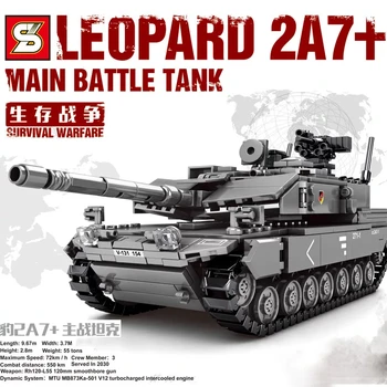 Tellised Armee Sõjalise leopard Tankid M1A1 Main Battle Tank Sõdur ehitusplokid WW2 Lapsed Laste Mänguasjad, Kingitused