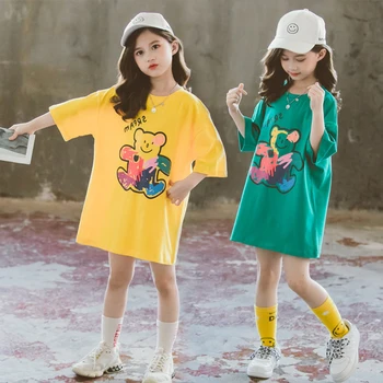 Tüdrukute Kleit, Lapsed, Riided, Laste Kleidid, Pikk T-Särgid Cartoon Princess Kleit Puuvill Sundress 2021 Suvel Laste Kostüümid
