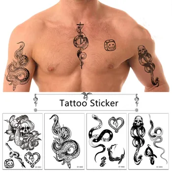 Uus Must Madu Ajutine Tätoveering Kleepsud Naised Meeste Keha Talje Veekindel Võltsitud Tätoveering Tume Veini Suur Suurus Snake Tattoo