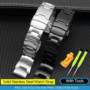 Uus Solid Roostevabast Terasest Watchband Jaoks PROTREK Seeria Casio PRG-260/270/550 PRW-3500/2500/5100 Watch Band Rihm Käevõru 18mm