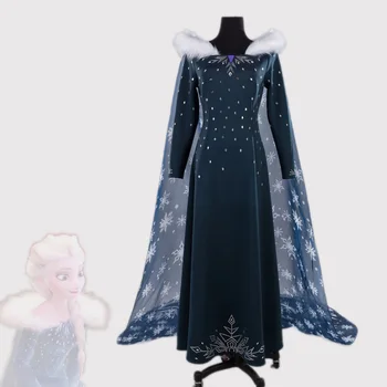 Uusim Jää Kuninganna Printsess Kleidid, Elsa Cosplay Kostüüm Lumi Naiste Jõulupidu Täiskasvanud Elegantne Pikk Kleit