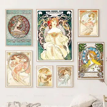 Vintage Alphonse Mucha Plakat Teenetemärgi Retro Naiste Lõuendile Maali Seina Art Print Pilt elutuba Kaasaegse Kodu Decor