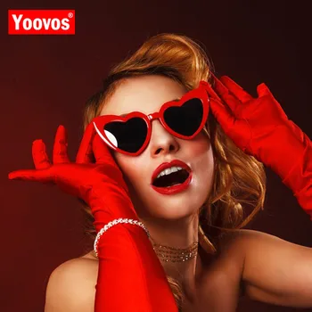 Yoovos 2021 Klassikaline Candy Värvi Päikeseprillid Naiste Vintage Luksus Südame Päikese Prillid Plastic Retro Väljas Oculos De Sol Gafas