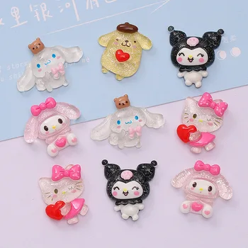 10tk Kawaii Sanrio Anime Hello Kitty Kuromi Armas Minu Meloodia Cinnamoroll Glitter Ice Selge Ehted Tarvikud Mänguasi Tüdrukud
