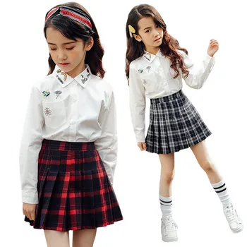 2020. aasta kevadel sügisel vintage plisseeritud seelik väikelapse tüdrukute ruuduline puuvillane seelikud kooli teismelised tüdrukud alumine laste riided 3-14 Aastat