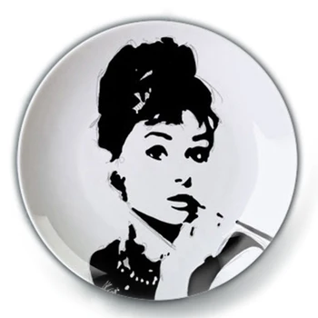 6/8/12 Tolli Audrey Hepburn Elegantne Kunst Maali Plaat Seina Riputamise Decor Loominguline Keraamiline Plaat Kodus Dekoratiivsed Käsitöö