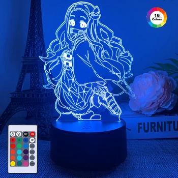 Demon Slayer Anime Lamp 3D LED Night Light Kamado Nezuko Cosplay Remote Touch RGB Tabel Lamp Koju, Tuba Decor Lapsed Kingitusi