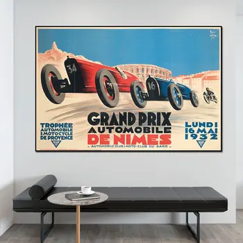 GRAND PRIX Auto 1932 Plakati Printimine Lõuendil Maali Home Decor Seina Art Pilt elutuba Teenetemärgi Frameless