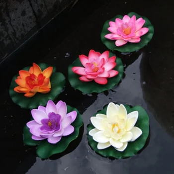 Kunstlik Ujuvad vesiroosi EVA Lotus Flower Pond Decor 10cm Punane Kollane Sinine Roosa heleroosa Bassein Simulatsiooni Lotus