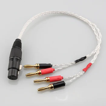 Kõrge Kvaliteediga OCC hõbetatud XLR Naissoost 4pin, et Deluxe 4mm Banana Plug Audio-Kaabel Kõlar Võimendi