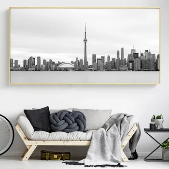 Must ja Valge Toronto Skyline Vintage Plakatid ja Pildid Linn Maastiku Lõuendile Maali Seina Art Pilt Cuadros Home Decor