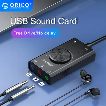 ORICO USB Väline helikaart 2-in-1 Audio Adapter 3.5 mm, Mikrofon, Kõrvaklappide Liides Maht Reguleeritav Helikaart Jaoks PS4 Telefon