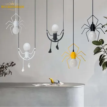 Ripats Tuli Põhjamaade Little Man Spider Rippus Lamp Raud Kiik Lambid Retro Loft Valgustus LED Võistluskalendri Lapsed Toas kohvibaar