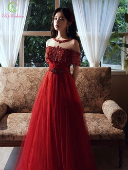 SSYFashion Uued Luksus Vein Punane Õhtukleit Pruut Bankett Elegantne Litrid Profileerimine Ametliku Kleit Erisündmuse Kleidid Vestidos