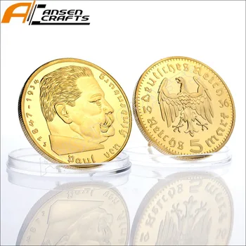 Tasuta Kohaletoimetamine 5 Mark Mündi 1847-1934 Paul Von Hindenburg Saksamaa Reich Kuldmünt