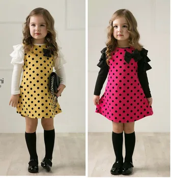 Uus Fashion Girl Dress Pool Printsess Kleit Polka Dot print Armas Bow Laste Riided Kevad Sügis Lapsed Riided