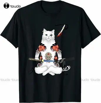 Uus Jaapani Samurai Kass Katana Ninja Yakuza Tätoveering T-Särk Trendid 2021 Mens Töö Särgid Puuvillane Särk S-5Xl